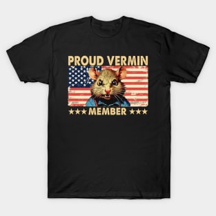 Mouse Proud Vermin Member Vintage American Flag Retro T-Shirt
